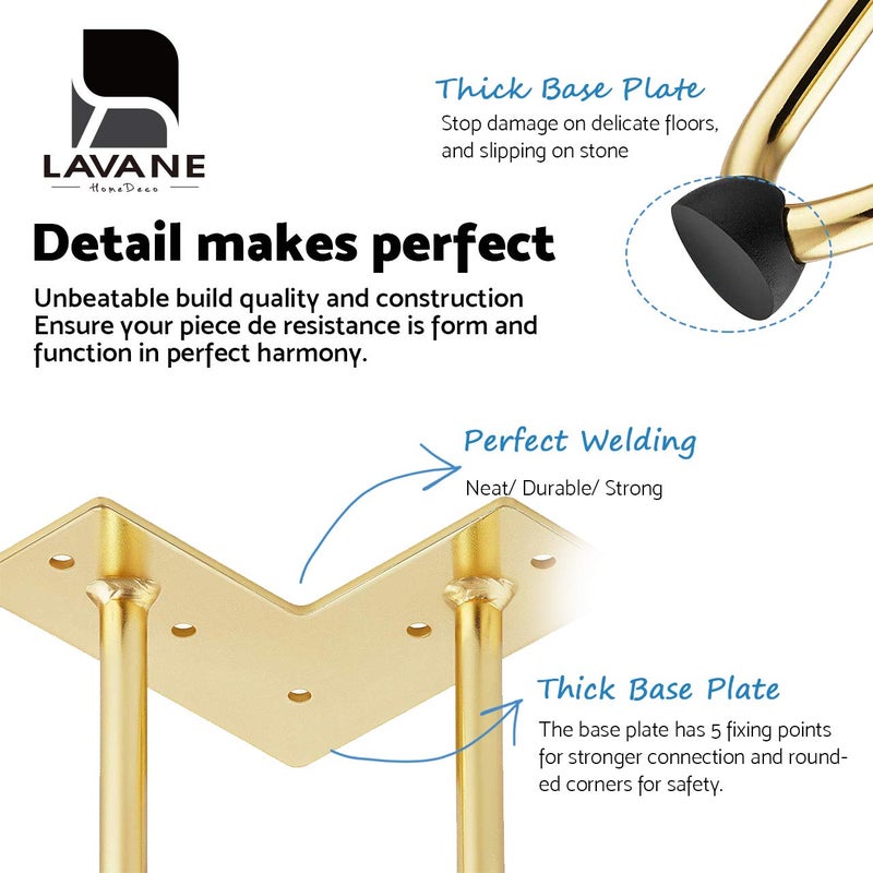 La Vane 8 inch Hairpin Table Legs (4-Pack), 20cm Mid-Century Modern Metal Furniture Legs for Coffee Table, Desk, Cabinet, TV Stand, Bench - with Screws & Floor Protectors - Image 4
